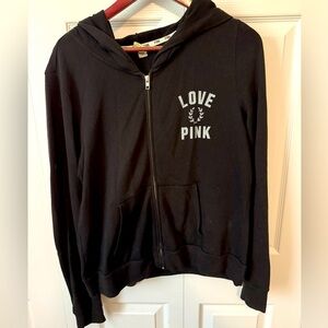 Women’s black Victoria’s Secret Pink zip up jacket size L
